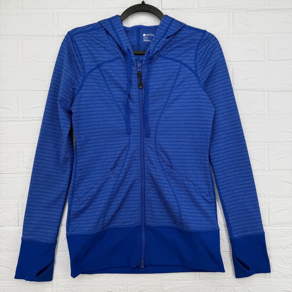 Zella Full Zip Hoodie Mens S Blue Space Dye Activewear Running Jacket